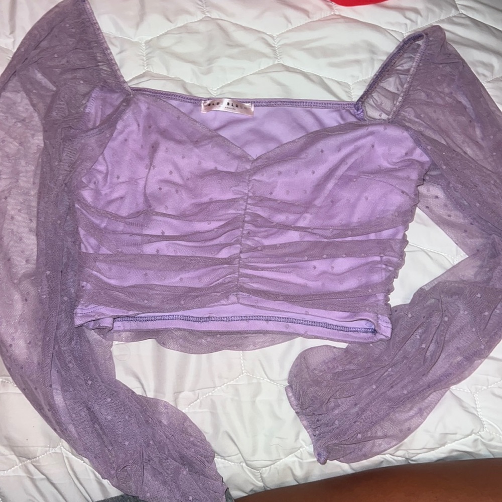 Purple long sleeve crop top.